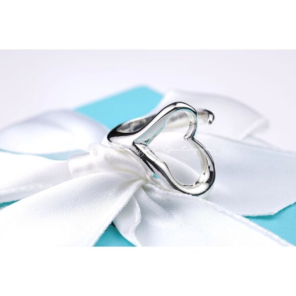 Tiffany & Co. Ring Open Heart Elsa Peretti Vintage in Sterling Silver w/Pouch - Picture 1 of 8